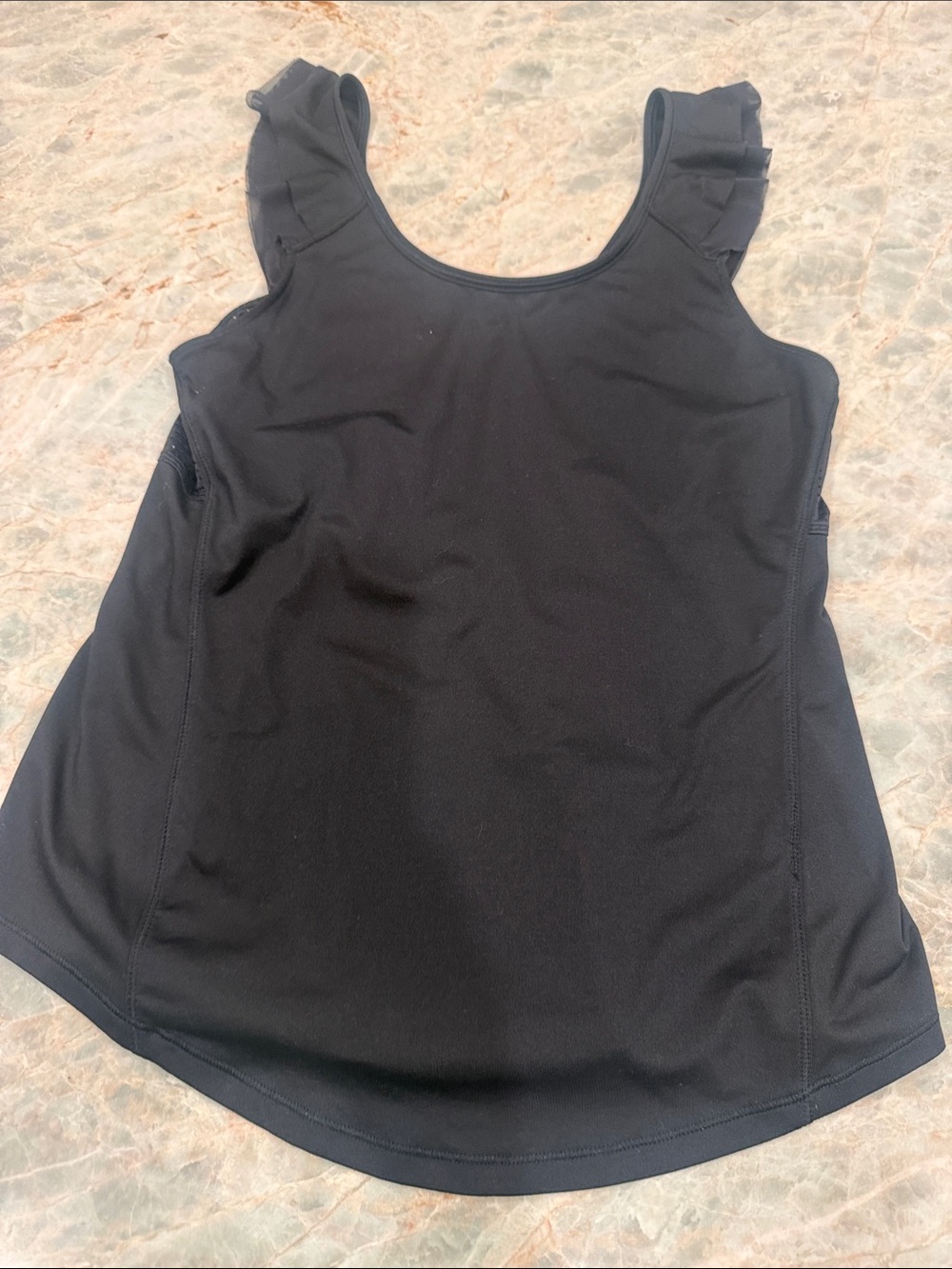 CALIA by Carrie Underwood Black Ruffle-Shoulder Athletic Tank